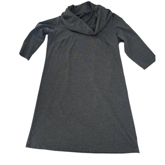 Land’s End Cozy Cowl Neck Midi Dress Charcoal Gray  3/4 Sleeves Size 1X - Picture 3 of 6